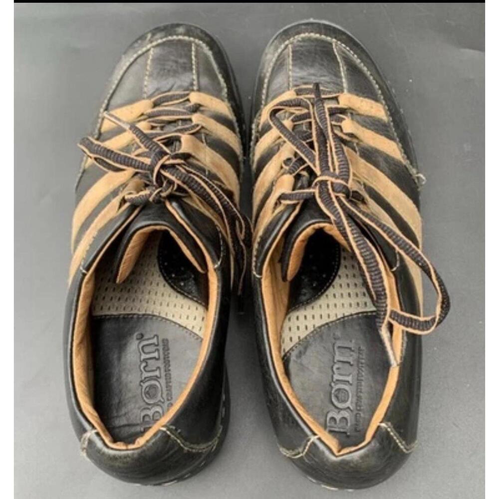 Born Men’s Sneakers Ashram Shoes Sz 8 Or 41 Genuine Leather Black Vintage Retro - Picture 6 of 11
